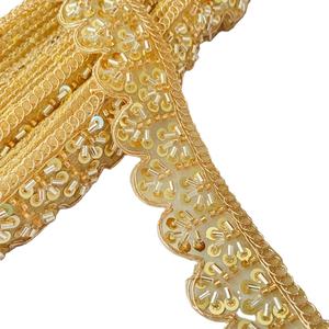 Frange de bordure décorative en organza de polyester à motif floral, écologique, avec strass, pour rideaux et textiles de maison – Fabrication usine - Product Image 1