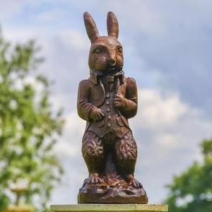 Cast Iron Life Size Mr. Rabbit Statue For Garden Supplies <b>Easter</b> Decoration Large Hare Sculpture Ground Mount - Product Image 5