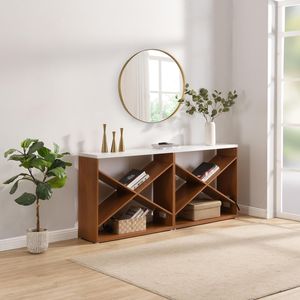 70.87-Inch X-Shape Detachable Farmhouse <b>Console</b> <b>Table</b> for Entryway Living Room Foyer Hallway ExtraLong <b>Storage</b> <b>Console</b> <b>Table</b> - Product Image 5