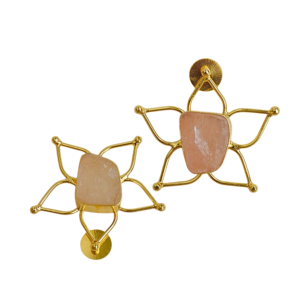 Boucles d'oreilles étoiles plaquées or avec pierres naturelles serties en clos, style bohème, bijoux de mode pour femmes - Product Image 3