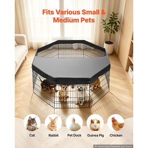 Recinto per Cani Pieghevole a 8 Pannelli da 24 Pollici con Copertura Superiore, Recinzione Metallica per Esercizio Indoor per Animali Domestici - Product Image 4