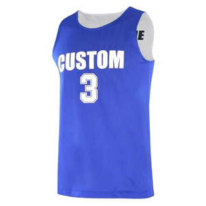 Ensemble d'uniformes de basketball pour hommes - 100 % polyester, anti-transpiration, antibactérien, sans manches, col en V, couleur personnalisée, sublimation - Product Image 4