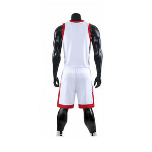Uniforme de basket-ball personnalisé pour hommes, blanc et rouge, maillot sublimé, short, tissu respirant, sans manches, taille élastique, vêtements de sport pour adultes - Product Image 1