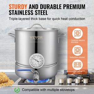 Olla de Acero Inoxidable de 5 Galones con Fondo de Triple Capa, Suministros para Elaboración Casera de Cerveza, Incluye Tapa para Kit de Elaboración de Cerveza - Product Image 5