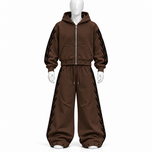 Conjunto de Sudadera con Capucha y Pantalones Deportivos Extra Grandes con Logotipo Bordado Personalizado, 100% Algodón, Manga Larga, Estilo Urbano, en Venta - Product Image 5