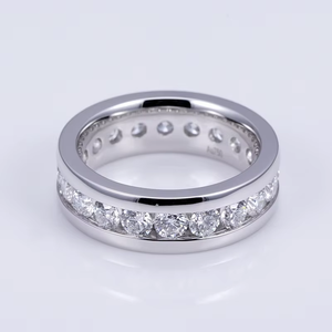 Anillo de Diamantes de Platino para Mujer, Corte Brillante Redondo, Estilo Clásico, Anillo de Bodas, Diamantes Naturales, Color G - Product Image 4