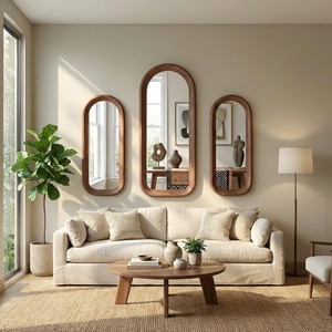 <b>Irregular</b> Shape Wooden Wall <b>Mirror</b> Modern Artistic Wooden Wall <b>Mirror</b> for Contemporary Interiors Wholesale Hanging <b>Mirror</b> Use - Product Image 3