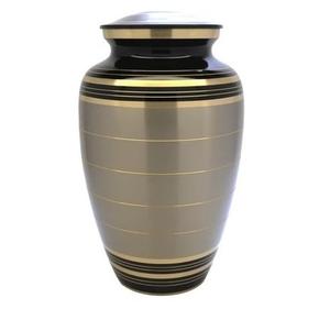 Hermosa Urna Funeraria de Metal para Cenizas de Adultos, Color Negro Plateado, Estilo Americano/Europeo - Product Image 1