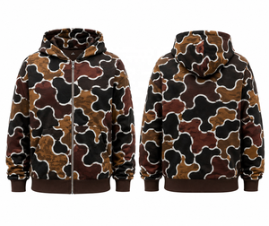 <b>Men's</b> Hooded <b>Zip</b>-<b>Up</b> Sweatshirt Camouflage Print Regular Fit Casual Autumn Wear Knitted Polyester Long Sleeve Jacket - Product Image 4