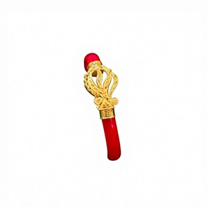 22K Solid Gold Traditional Bengali Pola Badhano Bangle <b>Red</b> Resin Handcrafted Indian Wedding Jewelry <b>Bracelet</b> for Women - Product Image 2