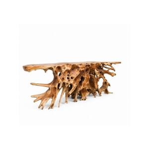 Table console ARTERRA en teck de forme libre, design rustique pour la décoration d'hôtels et de villas, table en bois unique - Product Image 1