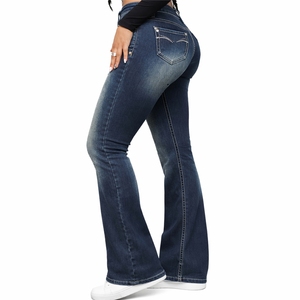 Jeans en denim stretch pour femmes, coupe bootcut, effet usé, tissu denim stretch premium, jeans sur mesure OEM pour femmes - Product Image 3