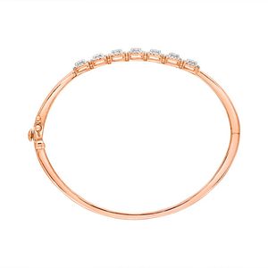 Unique and brilliant <b>Rose</b> <b>Gold</b> Diamond <b>Bangle</b> 0.98 Ct Princess Cut Bezel Setting Women's Classic Geometric Bracelet - Product Image 5