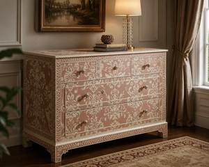 Commode à tiroirs en os incrusté sur mesure, meubles de luxe faits à la main pour usage résidentiel et commercial - Product Image 1