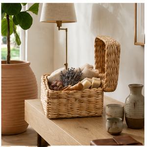 Handwoven Paper Rope <b>Storage</b> <b>Basket</b> <b>Rectangular</b> Organizer Bin Multifunctional Hamper for Home Office Decor - Product Image 1