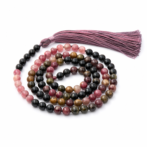 6mm Natural Tourmaline 108 Bead Mala Necklace Hand Knotted Healing Crystal Spiritual Prayer <b>Rosary</b> Unisex Gift - Product Image 1
