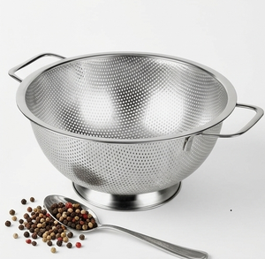 Passoire en acier inoxydable avec poignées, bol passoire à mailles fines pour la cuisine - Product Image 1