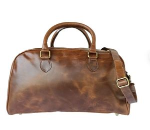 Sac de voyage multifonctionnel en cuir véritable marron fait main pour homme, style week-end pliable, couleur et logo personnalisés - Product Image 1
