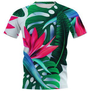 เสื้อยืดชายหาดฤดูร้อนลายดอกไม้พิมพ์ลาย น้ำหนัก 300 กรัม ทรงหลวม แห้งเร็ว สวมใส่สบาย เหมาะสำหรับวันหยุด รับผลิตแบบ OEM ODM - Product Image 3