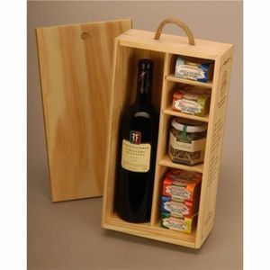Coffret cadeau de vin en bois de luxe avec 2 verres et compartiment à chocolat |   Boîte d'emballage pour bouteille de vin en MDF avec logo personnalisé pour les événements - Product Image 6