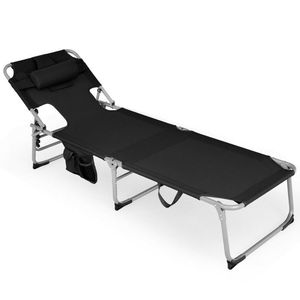 Chaise longue de plage pliable d'extérieur avec coussin, chaise longue confortable pour les moments de détente - Product Image 1