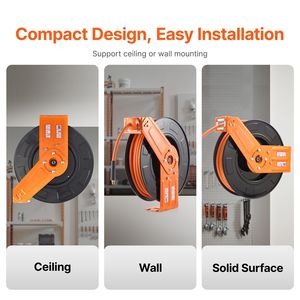 Avvolgitubo Automatico CEI da 5FT con Tubo in Gomma Retrattile da 3/8IN X 100FT, Max 300PSI, per Compressore d'Aria - Product Image 4