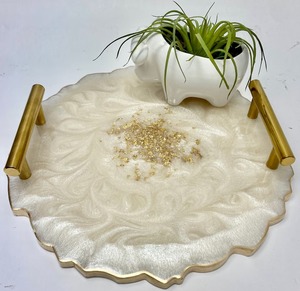 Amazing Design <b>Epoxy</b> Resin Serving Tray Customized <b>Top</b> Quality Handcrafted Designer Cheap Price Resin Tray - Product Image 1