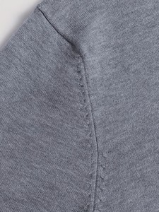 Cardigan gris pour homme à col mandarin et fermeture éclair, manches longues, en laine acrylique unie anti-boulochage, idéal pour l'automne - Product Image 6