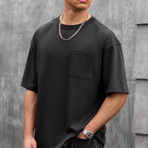 Camiseta Extra Grande Premium para Hombre, Estilo Urbano, Algodón Grueso, Corte Holgado, Hombros Caídos, Casual, Verano, Manga Corta, Moderna - Product Image 4