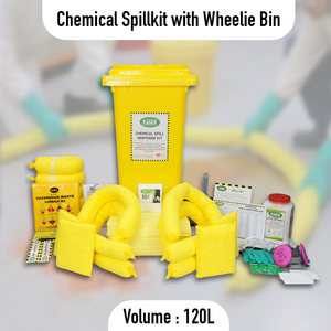 120L Chemical Spill Response Kit with Wheelie Bin Hazardous Chemical Absorbent Emergency Spill Control Kit for Factories spill - Product Image 2