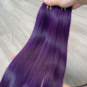 ราคาขายส่ง ผมเวอร์จินแท้ 100% จากเวียดนาม แบบต่อผมลูกไม้ตรงสีม่วงออมเบร ซุปเปอร์ดับเบิ้ลดรอน - Product Image 3