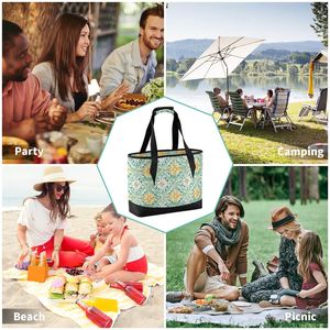 Sac isotherme floral pour le déjeuner, sac isotherme à fermeture éclair pour le stockage des aliments, pour les voyages et les pique-niques - Product Image 6