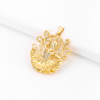 Breloques QIKU Fille Danseuse de Ballet, Pendentifs Mignons en Cristal, Breloques Métalliques Bling en Zircon Cubique pour la Fabrication de Bijoux et Colliers