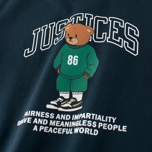 เสื้อยืดคอกลมแขนสั้นผ้าฝ้ายเจอร์ซีย์พิมพ์ลายการ์ตูน Justices Bear สำหรับผู้ชาย ทรงปกติ ดีไซน์ระบายอากาศได้ดี สวมใส่สบาย - Product Image 3