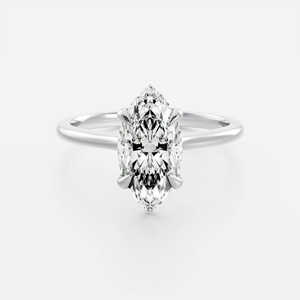 Anillo de Compromiso Solitario con Diamante Cultivado en Laboratorio, Corte Marquesa, Certificado IGI, Joyería Fina de Lujo, Oro Puro de 14k Amarillo/Blanco/Rosa - Product Image 3