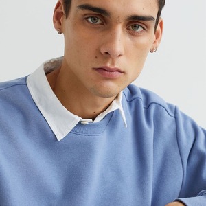 Sudadera de cuello redondo azul para hombre, corte regular, tejido de algodón, informal, para otoño. - Product Image 5