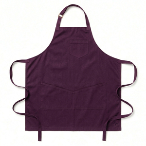 Delantal de Trabajo Rojo de Algodón Unisex con Tirantes Ajustables, Tres Bolsillos Delanteros, Delantal Resistente para Cocina, Chef, Panadería, Cafetería, Taller - Product Image 3