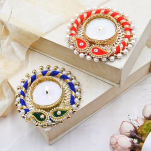 Indian Sweet <b>Box</b> With Tea-Light Holder Diwali <b>Gifts</b> Indian <b>Bridesmaid</b> <b>Box</b> - Product Image 3