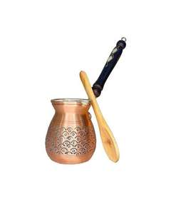 Cafetera de Cobre Sólido, Estilo Turco, Griego, Árabe, Cezve, Ibrik, Briki, con Mango de Madera, Auténticas Cafeteras de Cobre - Product Image 3