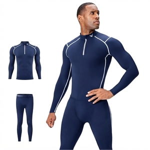 Conjunto de Ropa Deportiva de Compresión Verde para Hombre, Camiseta de Manga Larga con Cierre y Pantalones, Transpirable, Ajustado y que Absorbe la Humedad - Product Image 2