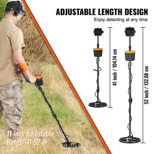 Impermeabile 10 pollici bobina di ricerca Metal Detector per adulti bambini 41 ''-52'' stelo in alluminio 10 ''profondità di rilevamento 7 modalità regolabile - Product Image 3
