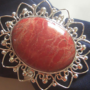 Anillo para servilletas de coral rojo / Servilletero rojo hecho de plata con diseño artístico de coral rojo de aspecto natural - Product Image 2