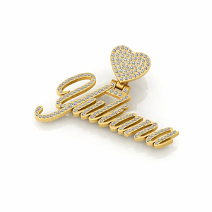 Collar Unisex Hip Hop de Plata 925 Chapado en Oro con Colgante Personalizado con Nombre Inicial, Cierre de Corazón, Moissanita de 1.19ct, Brillante - Product Image 2