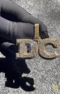 Iced Out " DC " Letter <b>Necklace</b> Custom <b>Initial</b> Pendant Hip Hop Rap Jewelry For Streetwear Style - Product Image 4