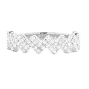 RRP Jewellers 0.60ctw Dos filas Zig Zag Redondo Corte brillante Diamante Bisel Set 14K Oro Hombres Anillo de compromiso de boda Certificado IGI - Product Image 1