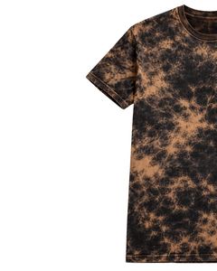 Camiseta de Algodón Personalizada con Lavado Ácido Marrón y Negro, Manga Corta, Cuello Redondo, Estilo Vintage Tie Dye, Ropa Casual de Calle para Hombre, Camiseta de Verano - Product Image 2
