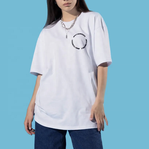 เสื้อยืดผ้าฝ้ายโอเวอร์ไซส์ของผู้หญิงทรงหลวมระบายอากาศได้ดีพิมพ์โลโก้ออกแบบได้ตามต้องการ - Product Image 4