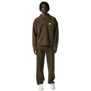 Men Knit Long Sleeve Polo Sweater Khaki Soft Textured Button Collar Pullover Casual Winter Top Cotton <b>Blend</b> OEM - Product Image 6