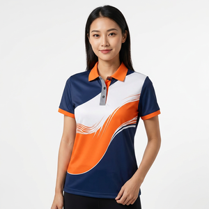 Men's Short Sleeve <b>Polo</b> Shirt Abstract Print <b>Orange</b> Navy White Color Block Quick Dry Knitted Polyester Casual Fit - Product Image 2