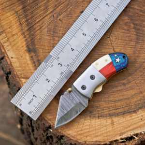 Couteau de poche tactique pliant en acier Damas de qualité industrielle, forgé à la main - Personnalisable OEM, EDC pour le camping et la chasse - Product Image 5